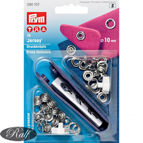 Set capse metalice 'Jersey' 10 mm finisaj argintiu - Prym 390107